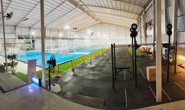 Interior of The Social Compound showing courts and social spaces